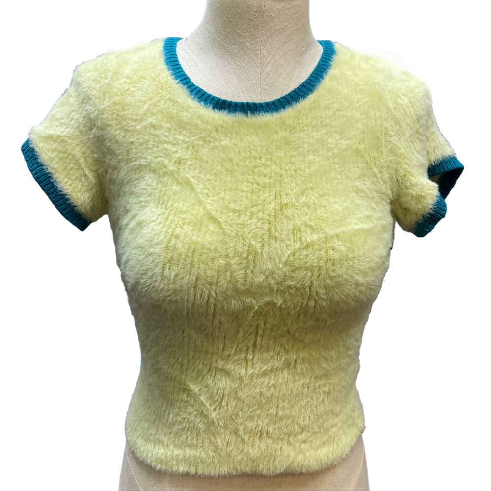 Free People Yellow Fuzzy T Shirt XS